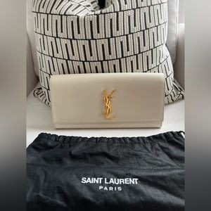 YSL White Clutch Gold Hardware